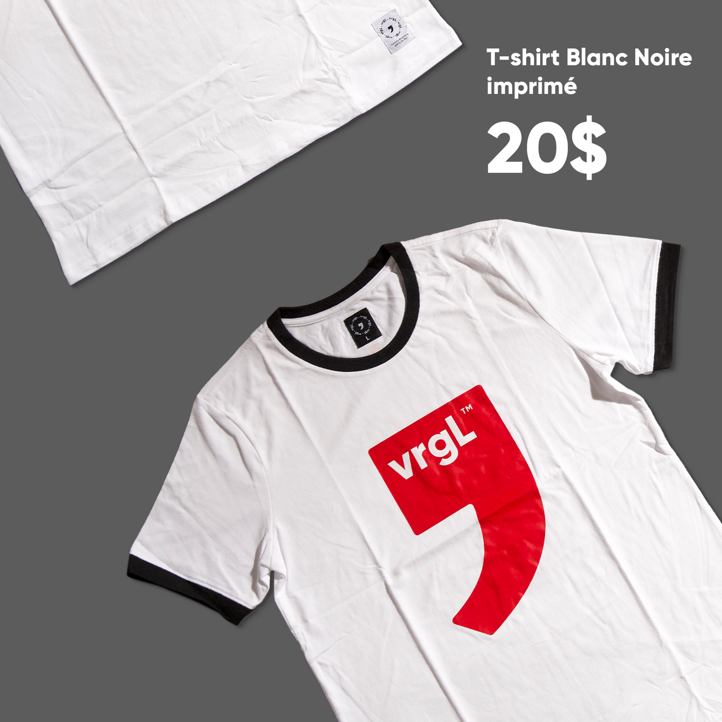 Two tone printed t-shirts with VRGL logo